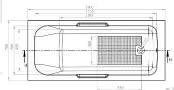 Twin Grip Supercast Reinforced Bath 1700mm x 700mm