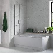 Two Panel Folding Bath Screen - Chrome Wall Profile