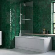 Two Panel Folding Bath Screen - Chrome Wall Profile
