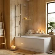 Two Panel Folding Bath Screen - Chrome Wall Profile