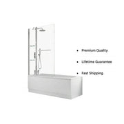 Two Panel Folding Bath Screen - Chrome Wall Profile