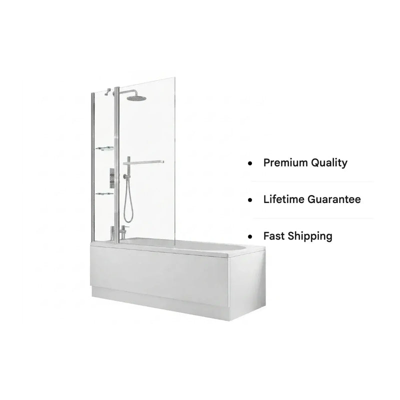 Two Panel Folding Bath Screen - Chrome Wall Profile