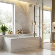 Two Panel Folding Bath Screen - Chrome Wall Profile
