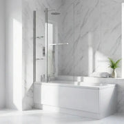 Two Panel Folding Bath Screen - Chrome Wall Profile