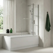 Two Panel Folding Bath Screen - Chrome Wall Profile