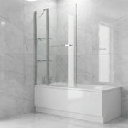 Two Panel Folding Bath Screen - Chrome Wall Profile