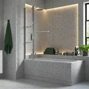 Two Panel Folding Bath Screen - Chrome Wall Profile