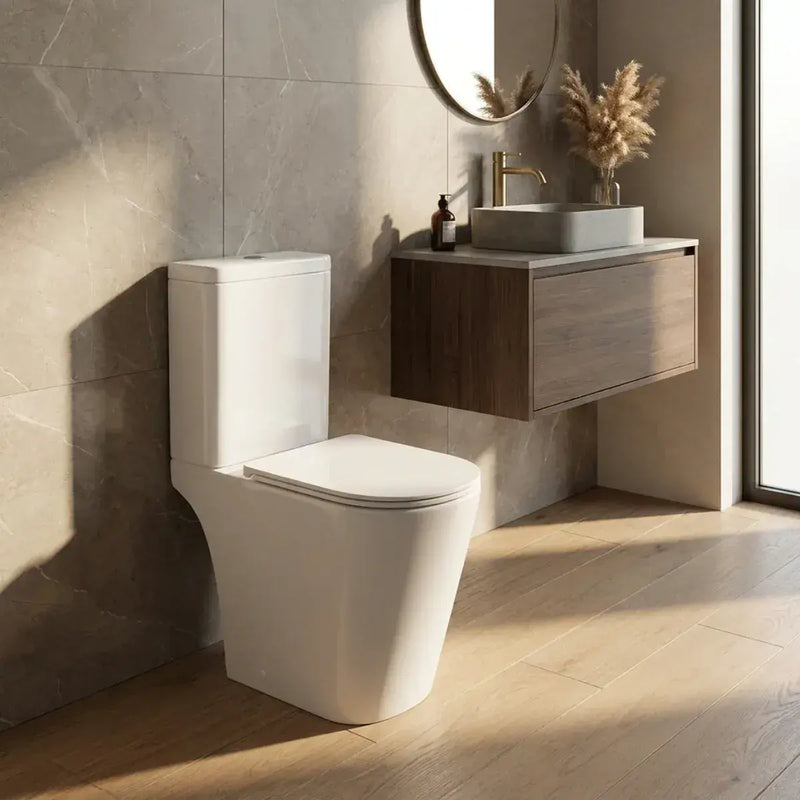 Vegar Rimless Close Coupled Toilet, Rimless , Open Back, Comfort Height