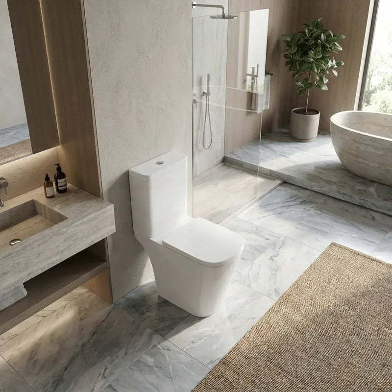 Vegar Rimless Close Coupled Toilet, Rimless , Open Back, Comfort Height
