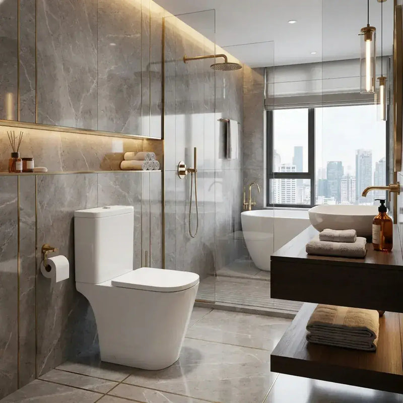 Vegar Rimless Close Coupled Toilet, Rimless , Open Back, Comfort Height