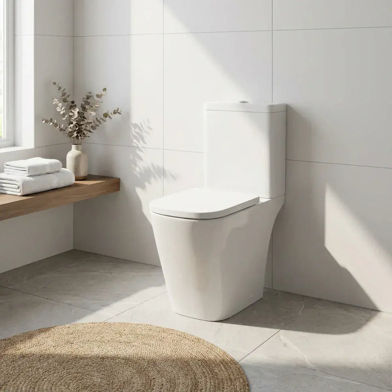 Vegar Rimless Close Coupled Toilet, Rimless , Open Back, Comfort Height