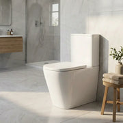 Vegar Rimless Close Coupled Toilet, Rimless, Short Projection, Fully Shrouded