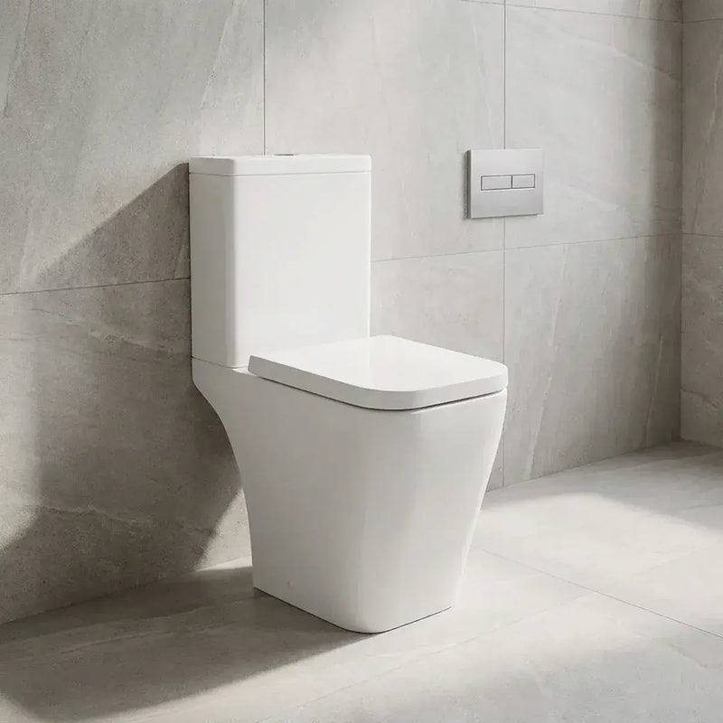 Vegar Rimless Close Coupled Toilet, Rimless, Short Projection, Open Back