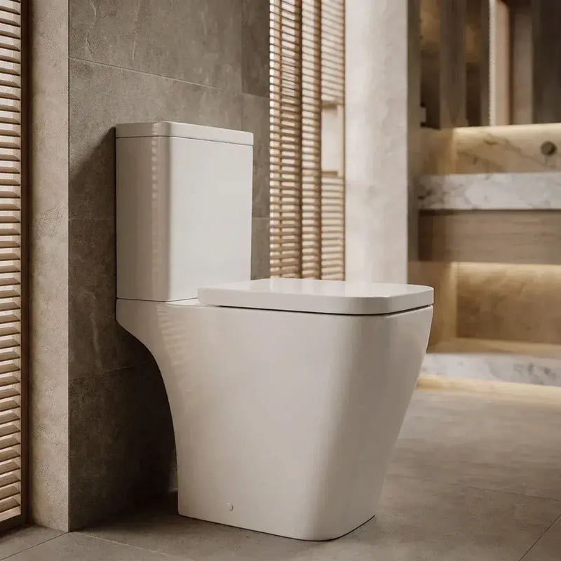 Vegar Rimless Close Coupled Toilet, Rimless, Short Projection, Open Back