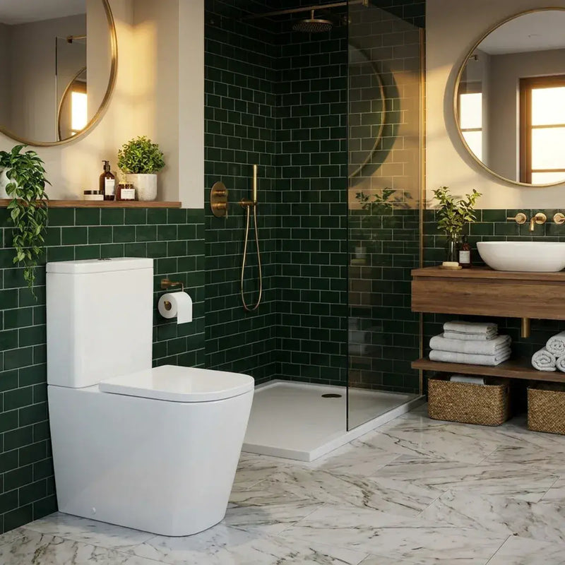 Vegar Rimless Close Coupled Toilet, Rimless With Soft Close Seat, Fully Shrouded