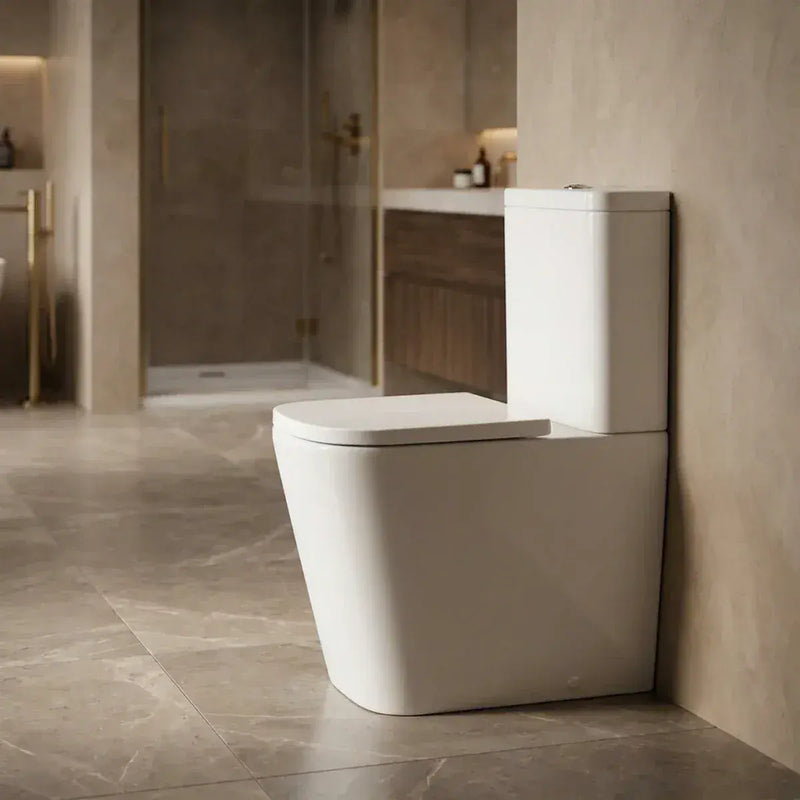 Vegar Rimless Close Coupled Toilet, Rimless With Soft Close Seat, Fully Shrouded