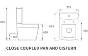 Vegar Rimless Close Coupled Toilet, Rimless With Soft Close Seat, Fully Shrouded