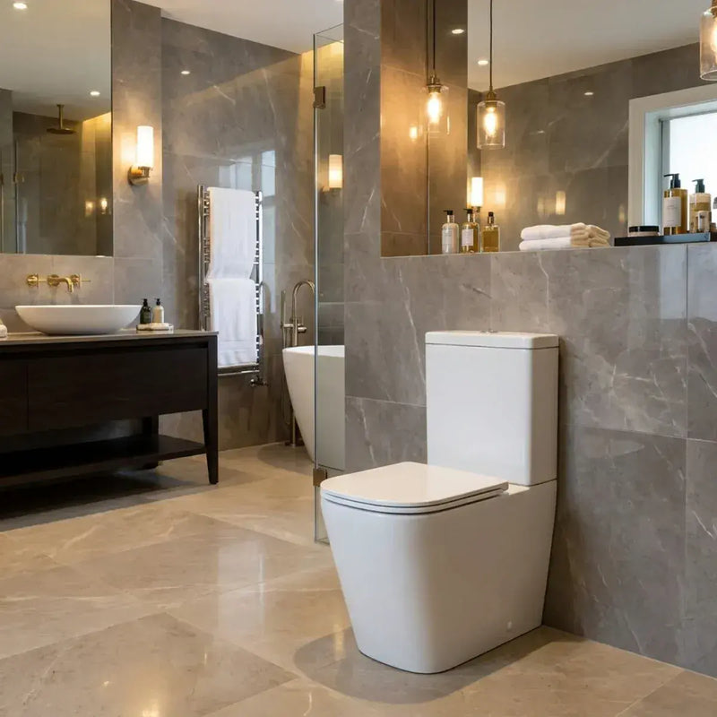 Vegar Rimless Close Coupled Toilet, Rimless With Soft Close Seat, Fully Shrouded