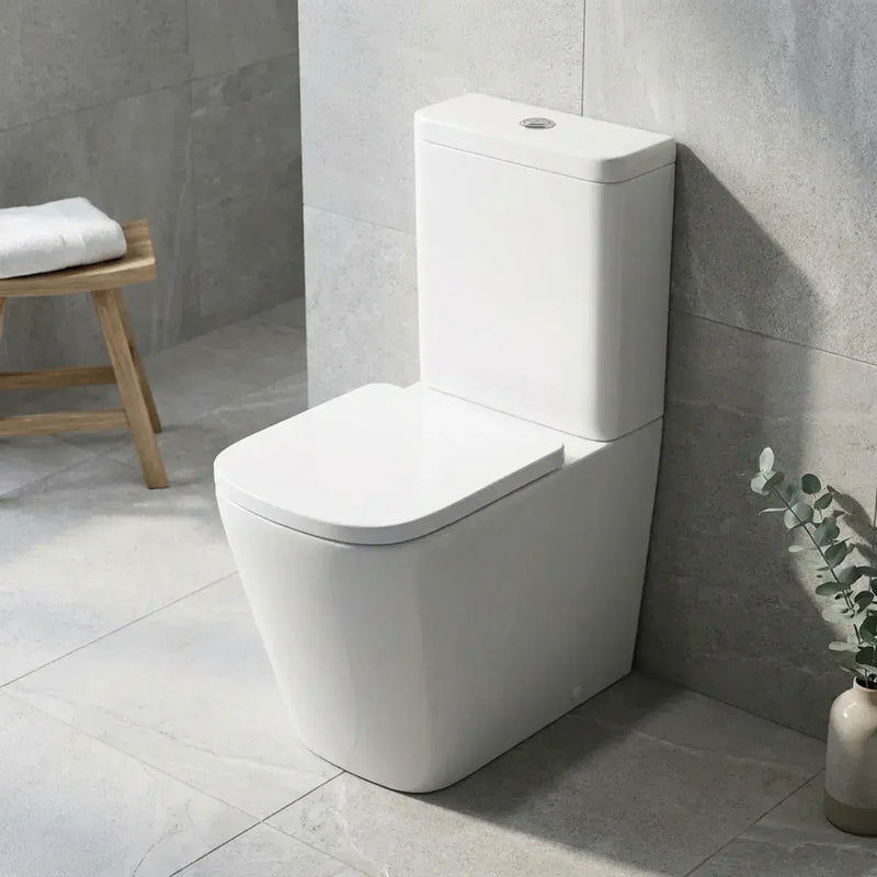 Vegar Rimless Close Coupled Toilet, Rimless With Soft Close Seat, Fully Shrouded