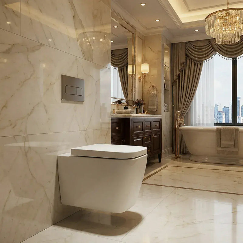 Vegar Rimless Wall Hung Short Projection Toilet and Soft Close Seat