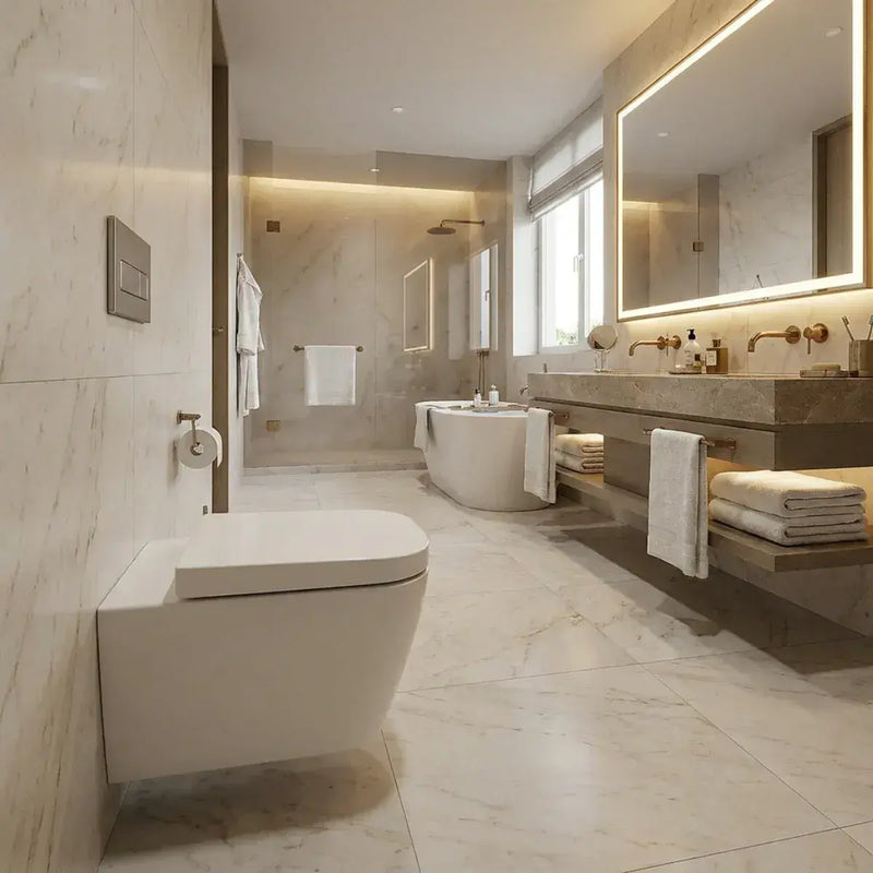 Vegar Rimless Wall Hung Short Projection Toilet and Soft Close Seat