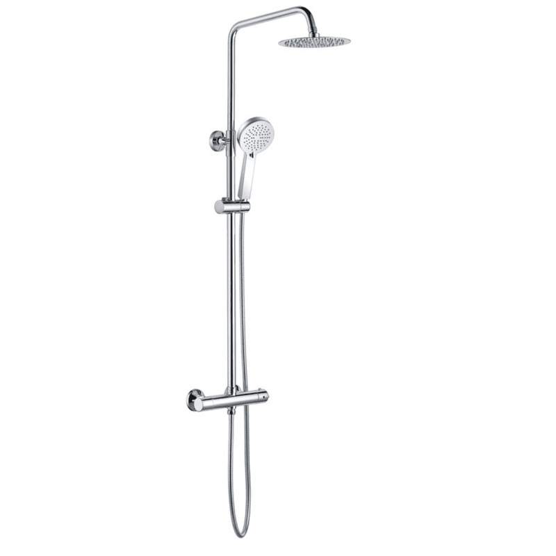 Velone Thermostatic Bar Mixer with Round Handset and Overhead Shower