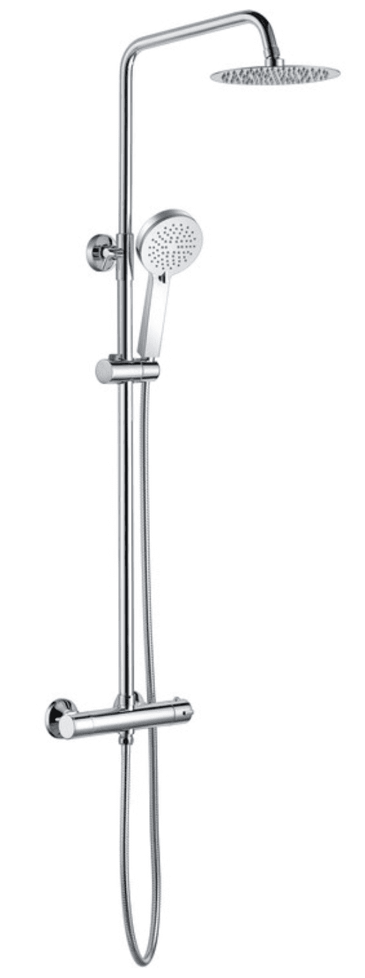Velone Thermostatic Bar Mixer with Round Handset and Overhead Shower