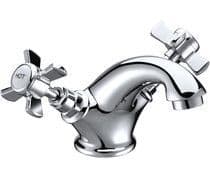 Victor Basin Mixer Tap with Click Clack Waste, Chrome, Traditional Style