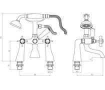 Victor Bath/Shower Mixer Tap, Chrome, Traditional Cross Top Style