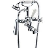 Victor Bath/Shower Mixer Tap, Chrome, Traditional Cross Top Style