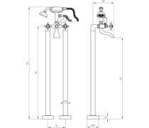 Victor Freestanding Bath Shower Mixer Tap, Chrome, Traditional Cross Top Style