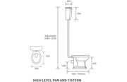 Victorian High Level Toilet with Pan, Chrome Flushpipe, Cistern and Soft Close Seat - Sage Green