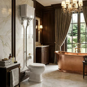 Victorian High Level Toilet with Pan, Chrome Flushpipe, Cistern and Soft Close Seat - Sage Green