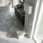 Victorian High Level Toilet with Pan, Chrome Flushpipe, Cistern and Soft Close Seat - Sage Green