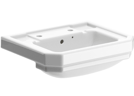 Victorian Style 495 x 455mm Semi Recessed Basin, 2 Tap Holes
