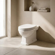 Victorian Style Back To Wall Toilet With Satin White Soft Close Seat