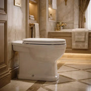 Victorian Style Back To Wall Toilet With Satin White Soft Close Seat
