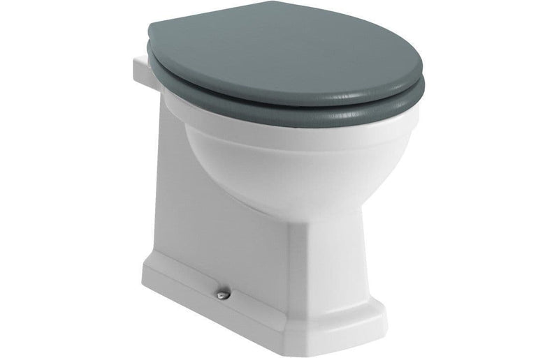 Victorian Style Back To Wall Toilet With Sea Green Soft Close Seat