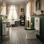 Victorian Style Back To Wall Toilet With Sea Green Soft Close Seat