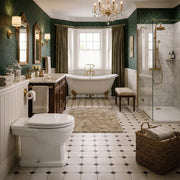 Victorian Style Back To Wall Toilet With White Soft Close Seat