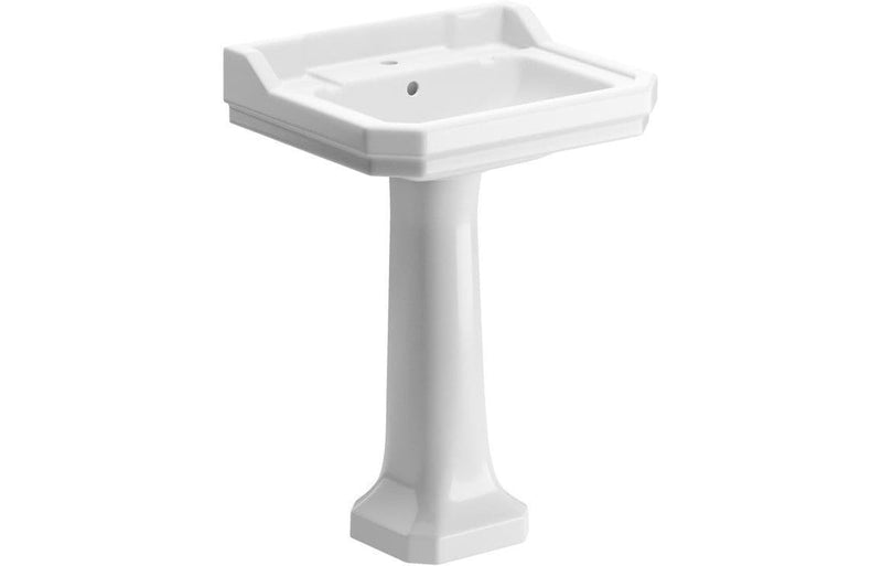 Victorian Style Basin With Full Pedestal, 1 Tap Hole