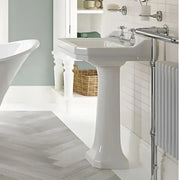 Victorian Style Basin With Full Pedestal, 2 Tap Holes