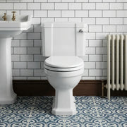Victorian Style Close Coupled Toilet With Satin White Soft Close Seat