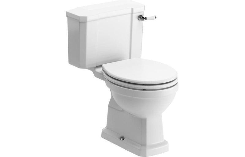 Victorian Style Close Coupled Toilet With Satin White Soft Close Seat