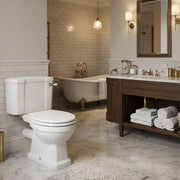 Victorian Style Close Coupled Toilet With Satin White Soft Close Seat