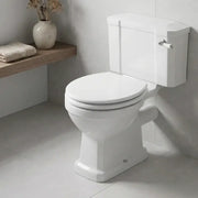 Victorian Style Close Coupled Toilet With White Soft Close Seat, Brass or Chrome Handle