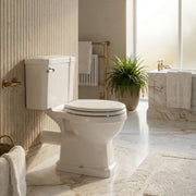 Victorian Style Close Coupled Toilet With White Soft Close Seat, Brass or Chrome Handle
