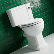 Victorian Style Close Coupled Toilet With White Soft Close Seat, Brass or Chrome Handle