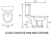Victorian Style Close Coupled Toilet With White Soft Close Seat, Brass or Chrome Handle