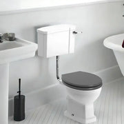 Victorian Style Low Level Toilet with Grey Seat Wood Soft Close Seat